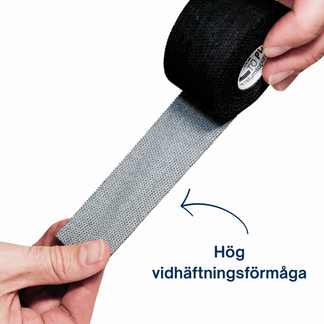 Return to Play Sportstape svart 6‑pakning 3,8 cm × 10 m