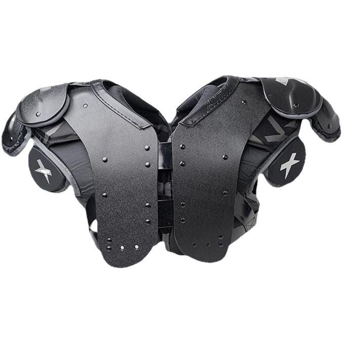 Xenith Pro Varsity Lineman black shoulder pads with ergonomic design and shock absorption for football protection