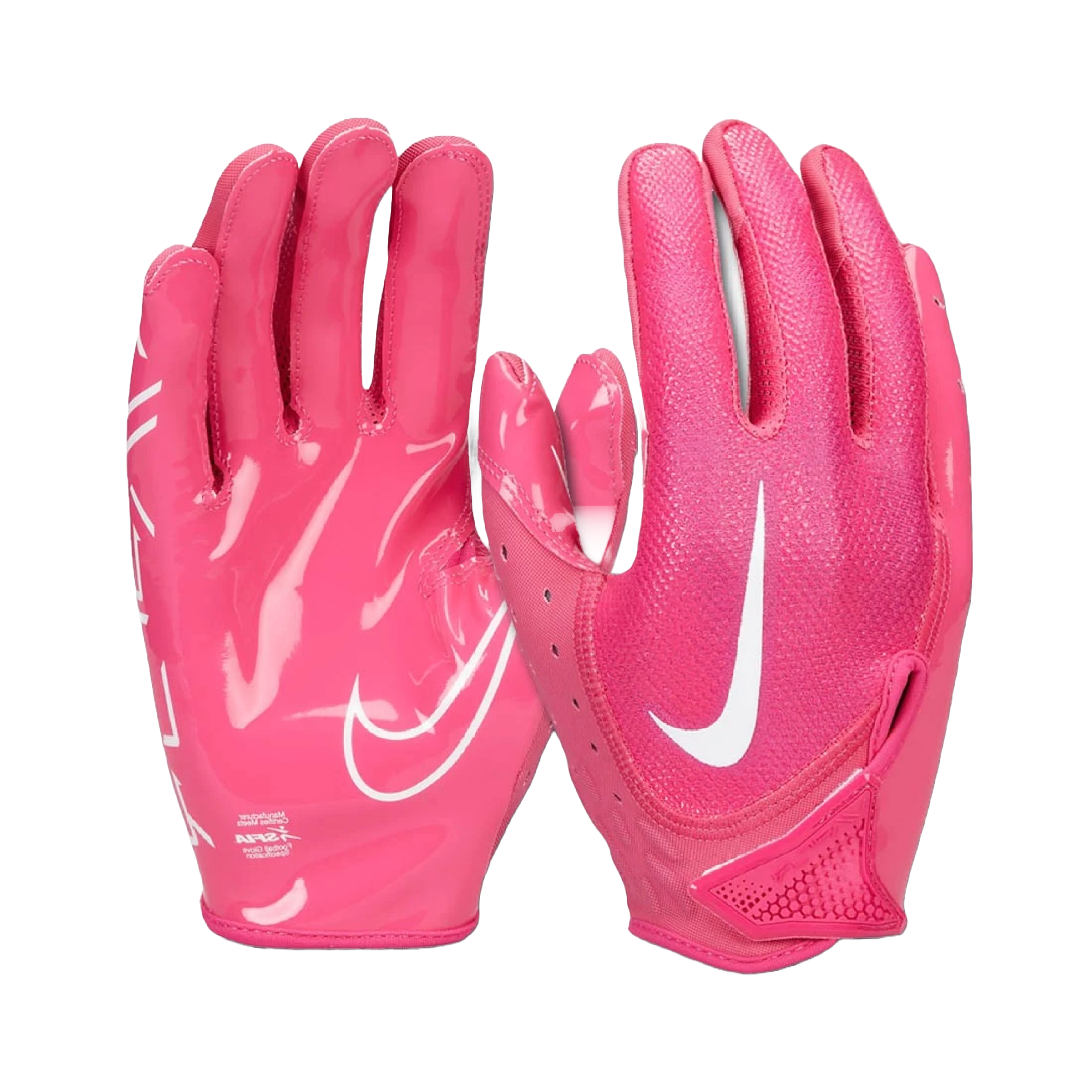 Pink Nike Vapor Jet 7.0 football gloves with Magnigrip+ palm and adjustable cuff for enhanced grip and comfort