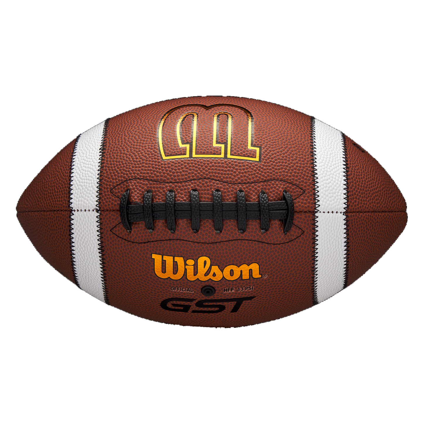 Wilson GST SpeedSkin TDY youth football, laces and sewn stripe