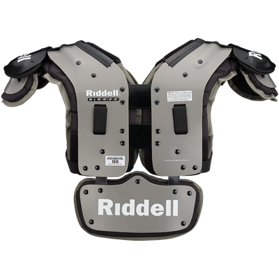 Riddell Smoke SK 2024 football Skulderbeskyttere med flatt design, svingbar front, swim cut-buer og ryggplate for skill-roller.