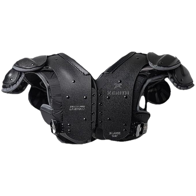 Xenith Pro Varsity Lineman Skulderbeskyttere med ergonomisk design, justerbar passform og avansert støtbeskyttelse.