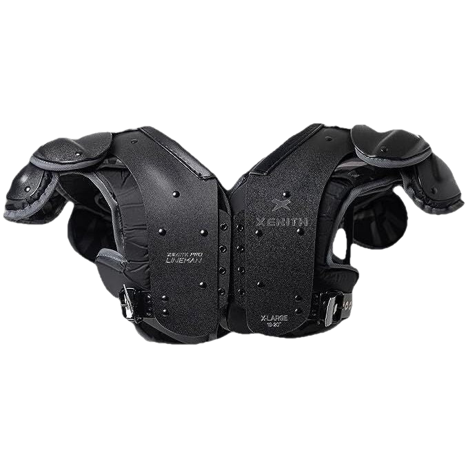 Xenith Pro Varsity Lineman shoulder pads with ergonomic design, adjustable fit, and advanced impact protection.