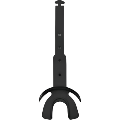 Svart Reyrr Hypervent munnbeskytter med justerbar stropp for utøveres beskyttelse og pusteevne.