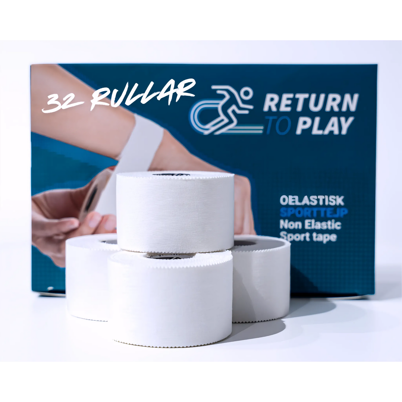 Return to Play Sportstape hvit 32‑pakning 3,8 cm × 10 m