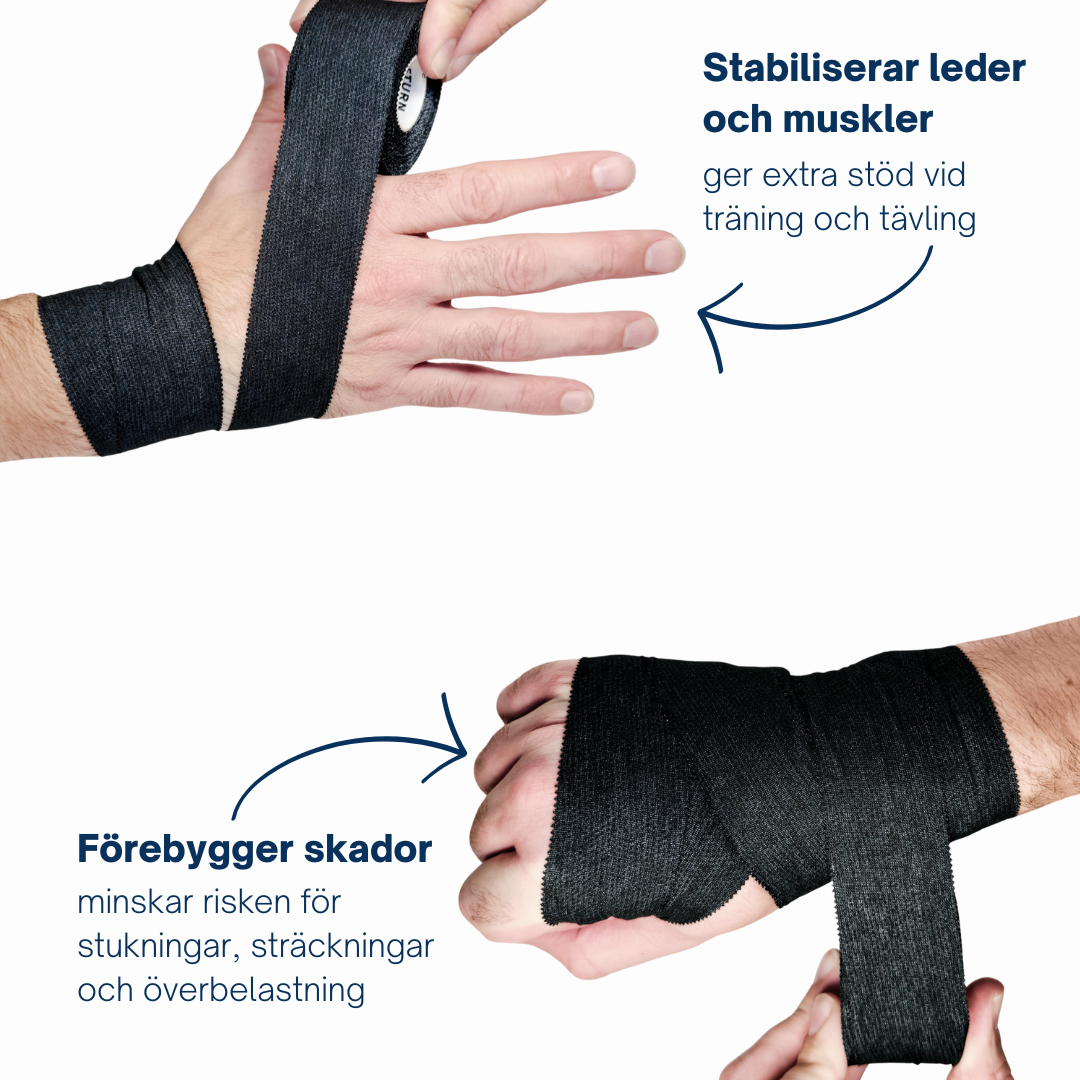 Return to Play Sportstape svart 6‑pakning 3,8 cm × 10 m