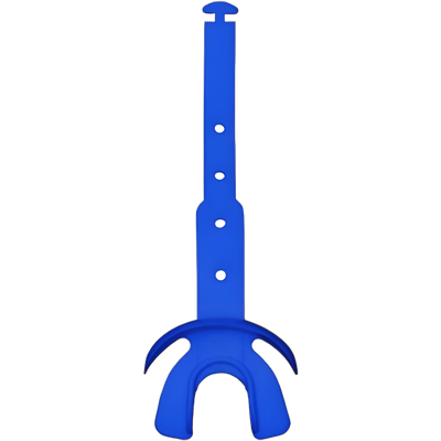 Blå Reyrr Hypervent munnbeskytter med justerbar stropp for utøveres beskyttelse og pusteevne.