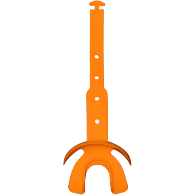 Oransje Reyrr Hypervent munnbeskytter med justerbar stropp og ventilasjonshull for pusteevne.