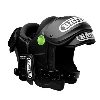 Battle Phantom youth shoulder pads in black with lightweight low profile design for American football players