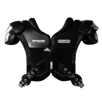 Black shoulder pad with 'Battle' branding on a white background