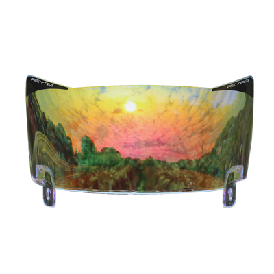 Reyrr VIZU Clear Inferno footballvisir med ultrabredt, forvrengningsfritt rødt glass for Riddell Speedflex og Schutt F7 Hjelmer.