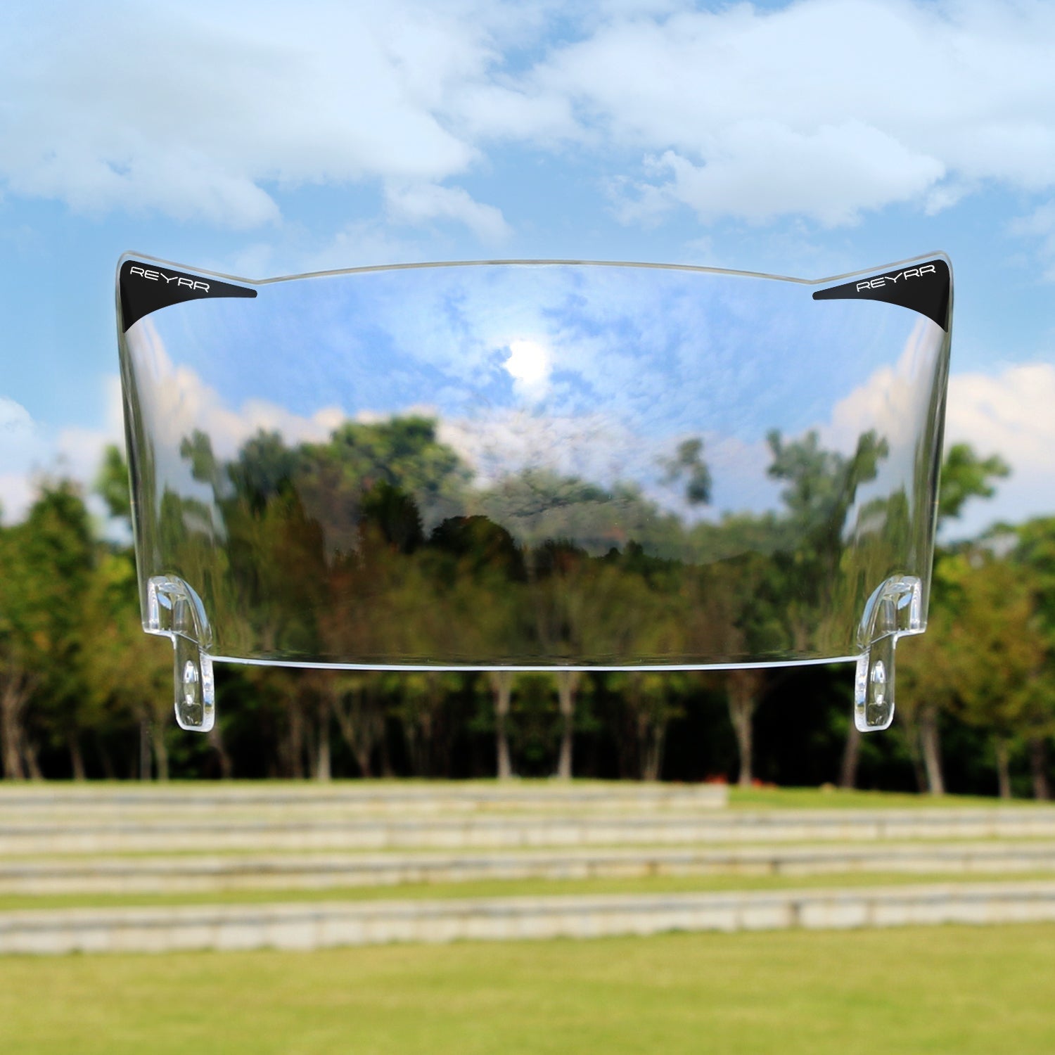 Clear Reyrr VIZU Football Visor designed for Riddell Speedflex and Schutt F7 helmets with ultra-wide, distortion-free LXO optics and UV protection