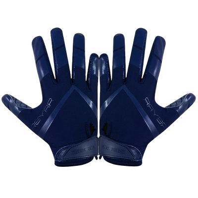 Pair of navy blue Reyrr Zero gloves with Reyrr GripTech technology for superior performance in football and floorball.