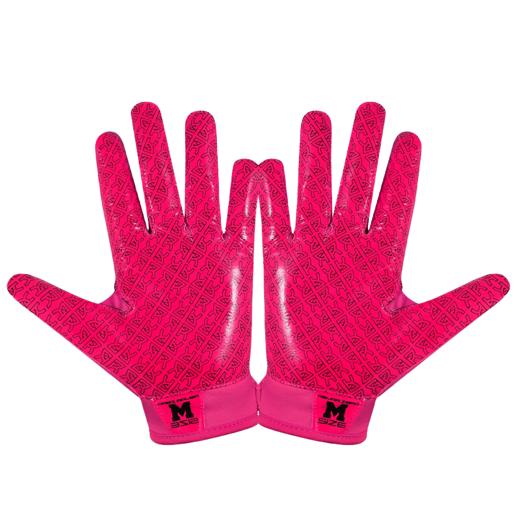 Reyrr ZERO pink football gloves with vibrant design and GripTech palm for superior control.
