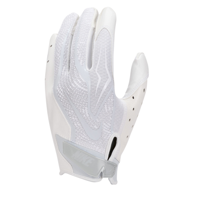 Nike Vapor Jet 9.0 football gloves in white, back of hand view showing Magnigrip+ technology