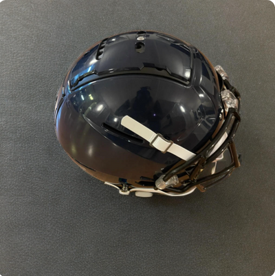 Schutt F7 VTD Navy Blue helmet — rear view with padding system