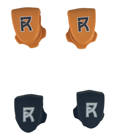 Reyrr Vision Visor Clip 2.0 i oransje og svart med logo, slitesterkt visirtilbehør for amerikansk fotball som gir sikker passform og klar sikt