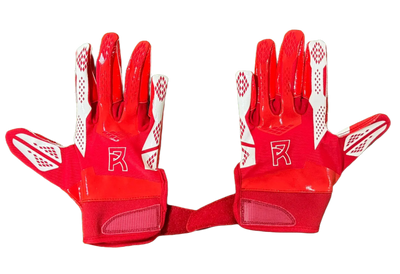 Rød Reyrr ELITE Nordic Edition football Hansker med Vapor-Stick Grip Technology og justerbare håndleddsstropper.