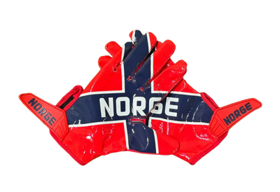Reyrr ELITE Nordic Edition football Hansker med Norge Flag-design og Vapor-Stick Grip Technology for overlegen mottak og pusteevne.