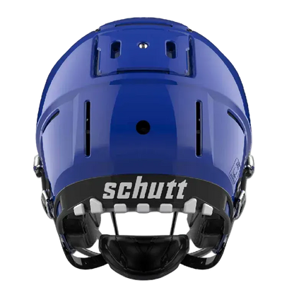 Schutt F7 VTD collegiate football helmet in blue with advanced protective padding and adjustable fit features.