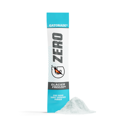 Gatorade Zero Glacier Freeze powder packet on a white background