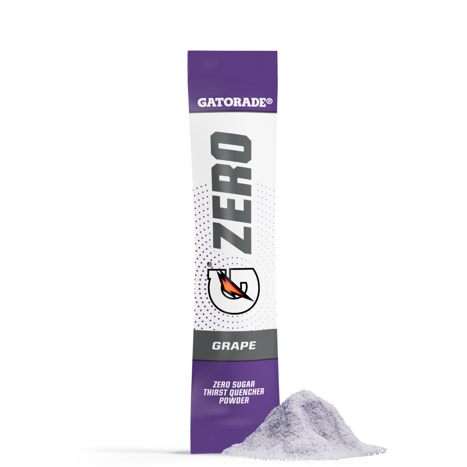 Gatorade Zero Grape flavor powder packet on a white background