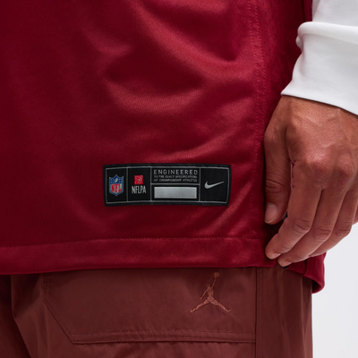 Commanders burgundy Game Jersey flat lay