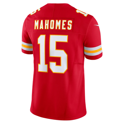Mahomes Chiefs red jersey on model