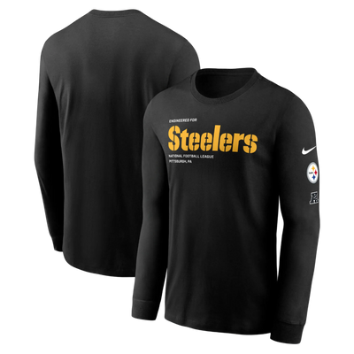 Steelers black long sleeve shirt on model
