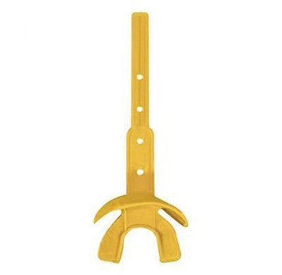Yellow Vettex Doubleguard football mouthguard with adjustable strap and lip protection